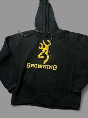 Browning Black Pullover Hoodie with Yellow Logo